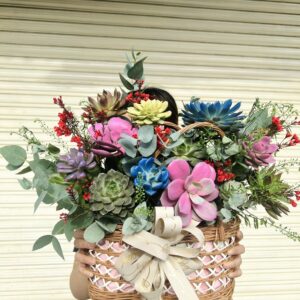 Giỏ hoa sen đá - Mẫu 2