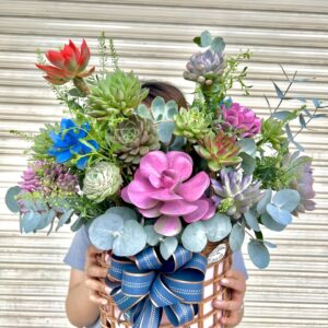 Giỏ hoa sen đá - Mẫu 6