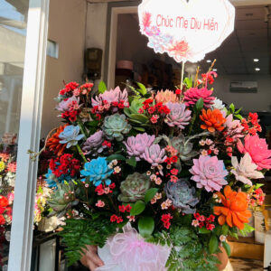 Giỏ hoa sen đá - Mẫu 24