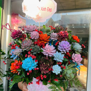 Giỏ hoa sen đá - Mẫu 25